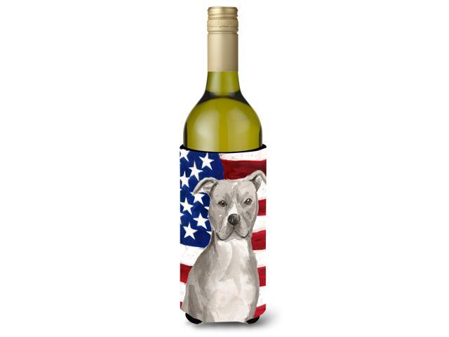 Staffordshire Bull Terrier Patriotic Wine Bottle Beverge Insulator Hugger BB9360LITERK