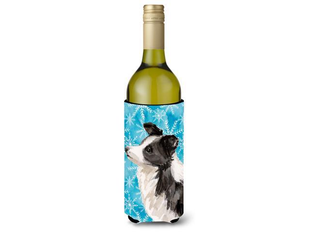 Border Collie Winter Wine Bottle Beverge Insulator Hugger BB9443LITERK