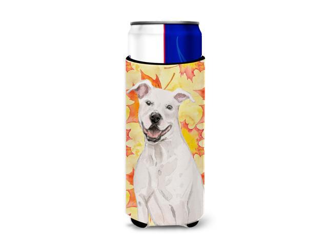 White Staffie Bull Terrier Fall Michelob Ultra Hugger for slim cans BB9501MUK