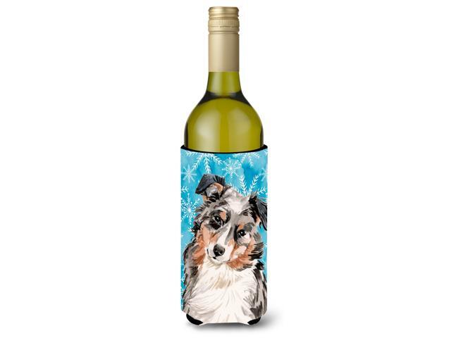 Australian Shepherd Winter Wine Bottle Beverge Insulator Hugger BB9432LITERK