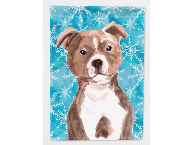 Red Staffie Bull Terrier Winter Flag Canvas House Size BB9462CHF