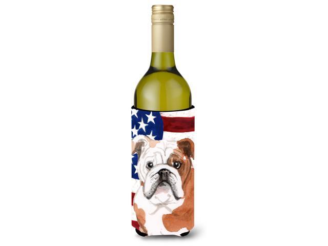 English Bulldog Patriotic Wine Bottle Beverge Insulator Hugger BB9381LITERK