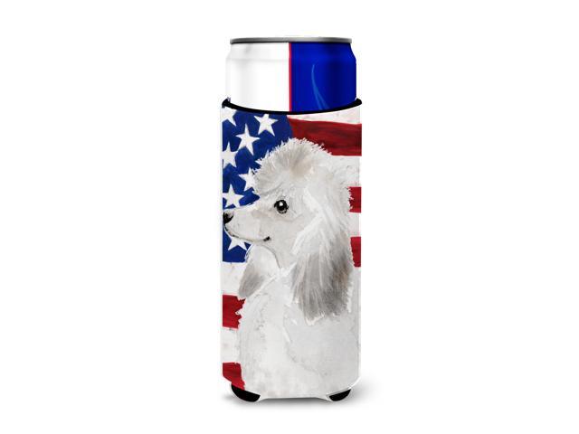 White Standard Poodle Patriotic Michelob Ultra Hugger for slim cans BB9386MUK