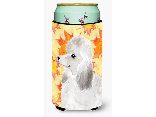 White Standard Poodle Fall Tall Boy Beverage Insulator Hugger BB9526TBC