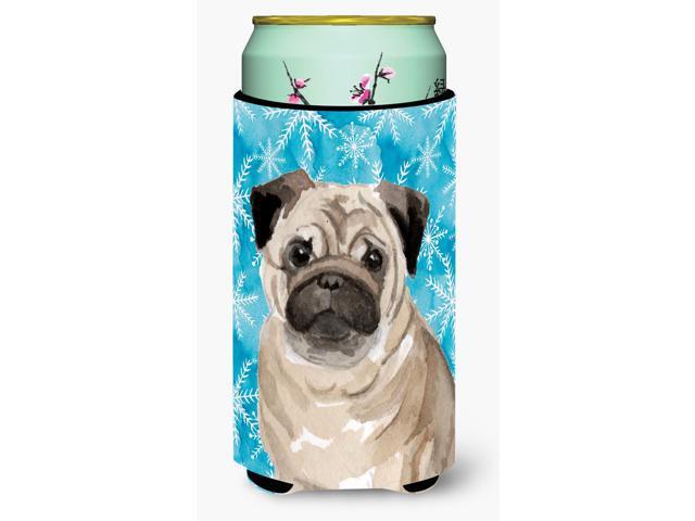 Fawn Pug Winter Tall Boy Beverage Insulator Hugger BB9461TBC