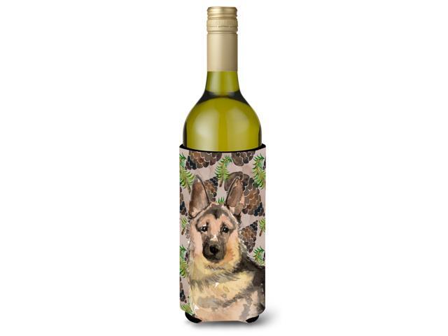 German Shepherd Pine Cones Wine Bottle Beverge Insulator Hugger BB9593LITERK