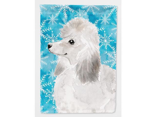 White Standard Poodle Winter Flag Canvas House Size BB9456CHF