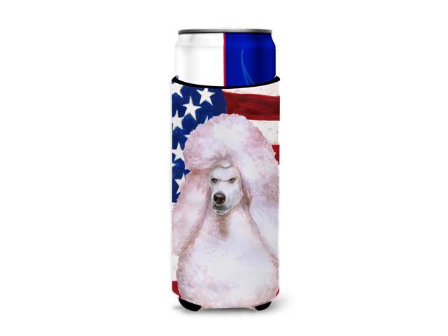White Standard Poodle Patriotic Michelob Ultra Hugger for slim cans BB9717MUK