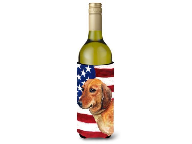 Dachshund Patriotic Wine Bottle Beverge Insulator Hugger BB9652LITERK