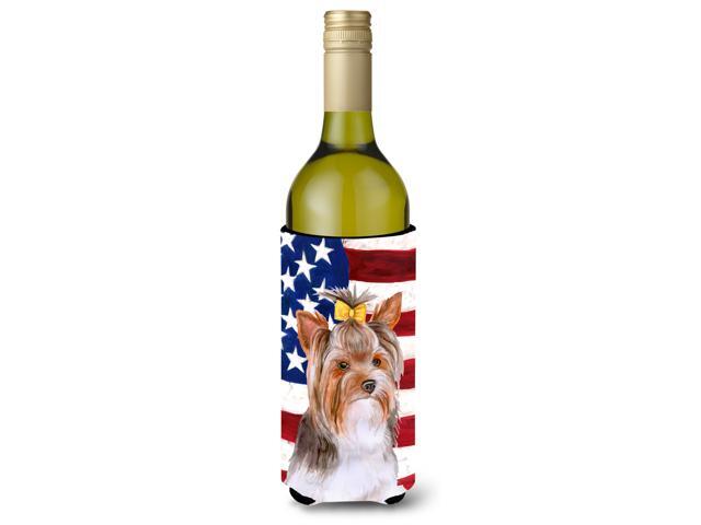 Yorkshire Terrier #2 Patriotic Wine Bottle Beverge Insulator Hugger BB9723LITERK