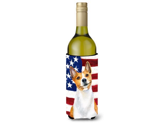 Basenji Patriotic Wine Bottle Beverge Insulator Hugger BB9692LITERK
