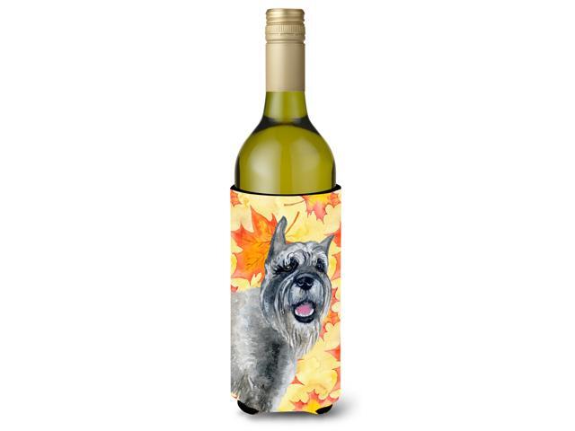 Schnauzer Fall Wine Bottle Beverge Insulator Hugger BB9923LITERK