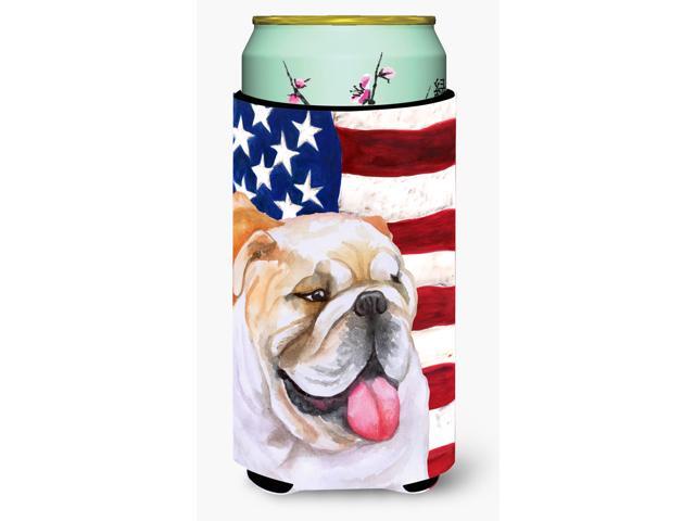 English Bulldog Patriotic Tall Boy Beverage Insulator Hugger BB9639TBC