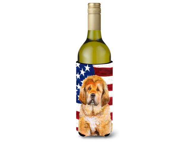 Tibetan Mastiff Patriotic Wine Bottle Beverge Insulator Hugger BB9721LITERK