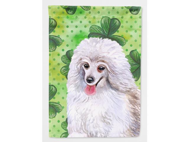 Medium White Poodle St Patrick's Flag Garden Size BB9857GF