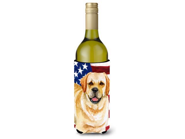 Golden Retriever Patriotic Wine Bottle Beverge Insulator Hugger BB9664LITERK