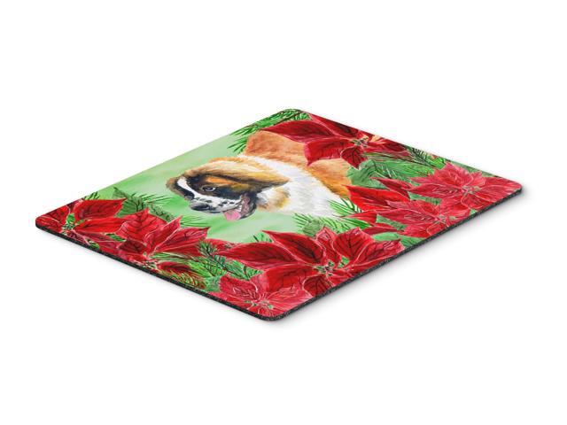 Saint Bernard Poinsettas Mouse Pad Hot Pad or Trivet CK1327MP
