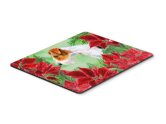 Fox Terrier Poinsettas Mouse Pad Hot Pad or Trivet CK1298MP