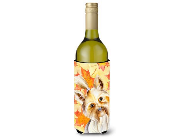 Yorkie Yorkshier Terrier Fall Wine Bottle Beverge Insulator Hugger CK1403LITERK