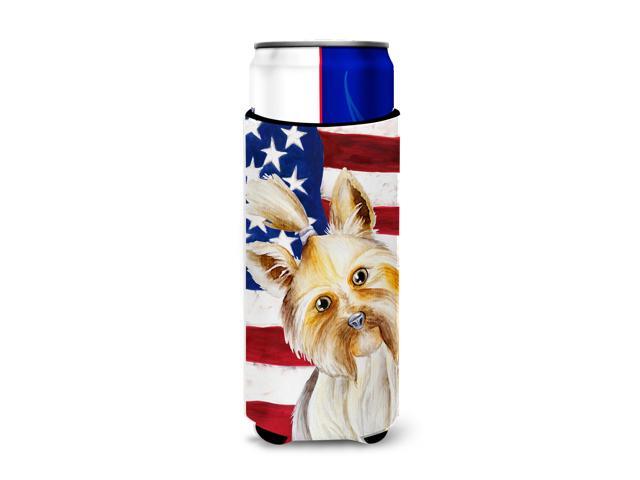Yorkie Yorkshier Terrier Patriotic Michelob Ultra Hugger for slim cans CK1382MUK