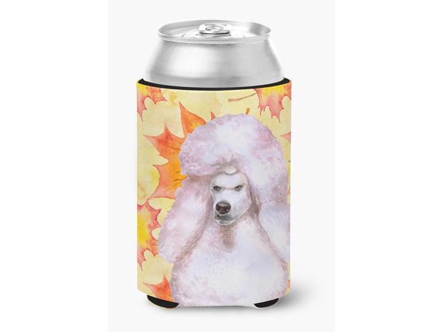 White Standard Poodle Fall Can or Bottle Hugger BB9978CC