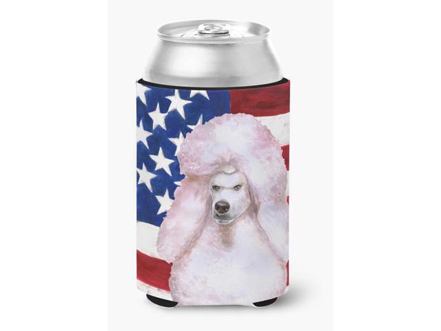 White Standard Poodle Patriotic Can or Bottle Hugger BB9717CC