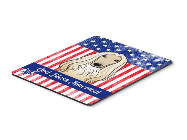 God Bless American Flag with Afghan Hound Mouse Pad Hot Pad or Trivet BB2174MP