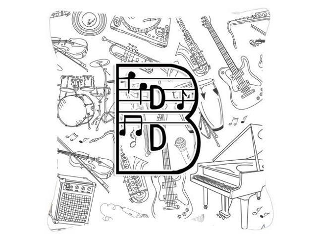 Letter B Musical Note Letters Canvas Fabric Decorative Pillow CJ2007-BPW1818