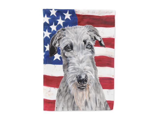Scottish Deerhound with American Flag USA Flag Garden Size SC9634GF