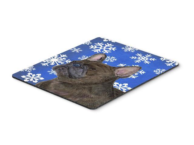 French Bulldog Winter Snowflakes Holiday Mouse Pad Hot Pad or Trivet