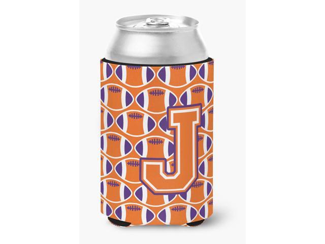 Letter J Football Orange White and Regalia Can or Bottle Hugger CJ1072-JCC