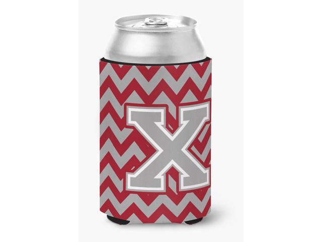 Letter X Chevron Crimson and Grey Can or Bottle Hugger CJ1043-XCC
