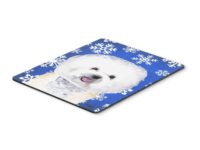 Bichon Frise Winter Snowflakes Holiday Mouse Pad Hot Pad or Trivet