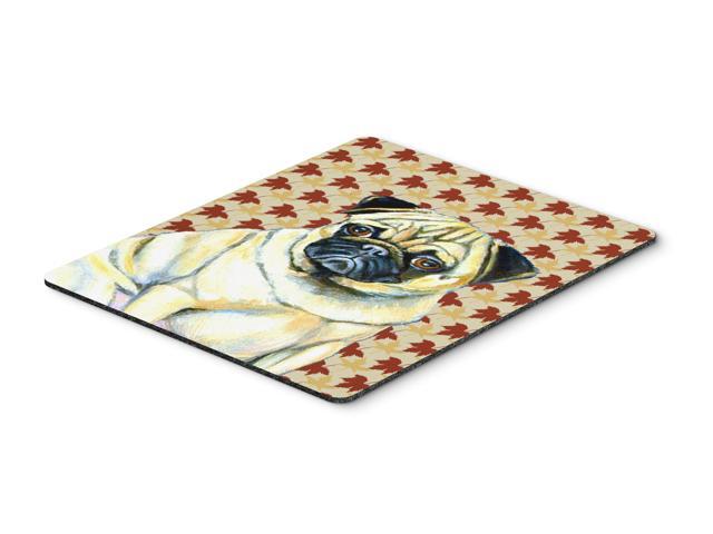 Pug Fall Leaves Portrait Mouse Pad Hot Pad or Trivet