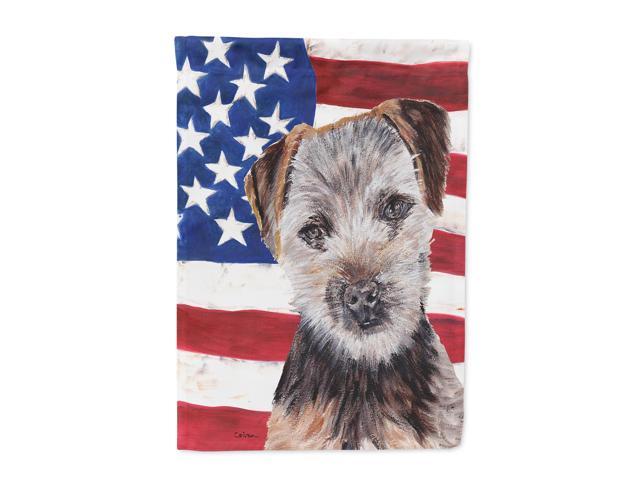 Norfolk Terrier Puppy with American Flag USA Flag Garden Size SC9639GF