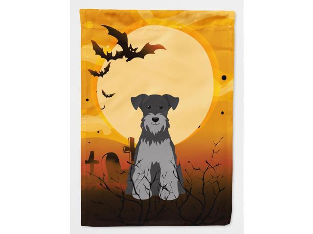 Halloween Miniature Schanuzer Black Silver Flag Canvas House Size BB4318CHF