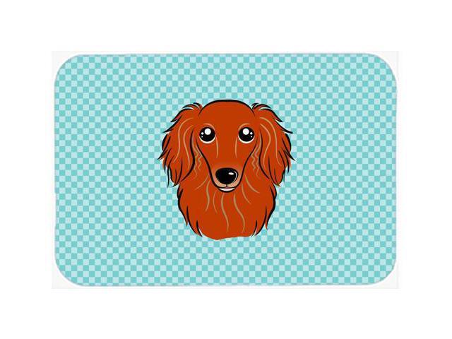 Checkerboard Blue Longhair Red Dachshund Mouse Pad Hot Pad or Trivet BB1152MP