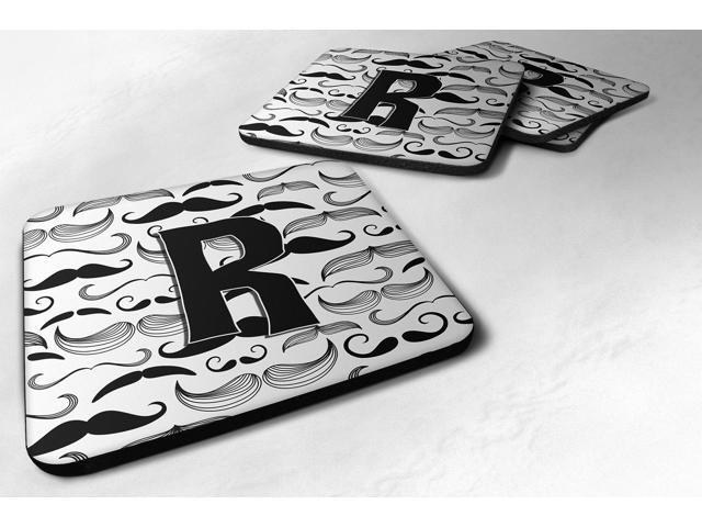 Set of 4 Letter R Moustache Initial Foam Coasters CJ2009-RFC
