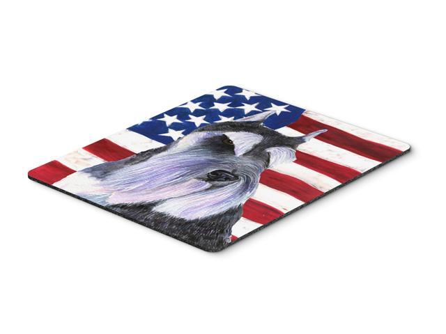 USA American Flag with Schnauzer Mouse Pad Hot Pad or Trivet