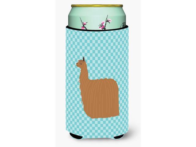 Alpaca Suri Blue Check Tall Boy Beverage Insulator Hugger BB8094TBC
