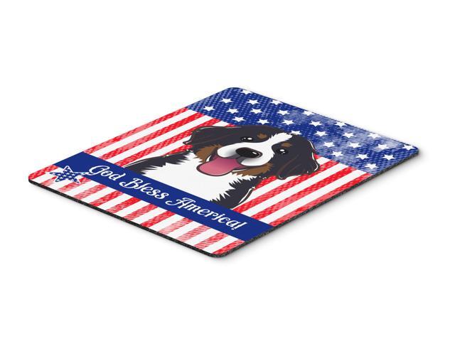 God Bless American Flag with Bernese Mountain Dog Mouse Pad Hot Pad or Trivet BB2167MP