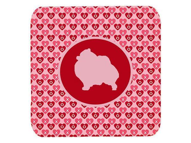 Set of 4 Pomeranian Valentine Hearts Foam Coasters