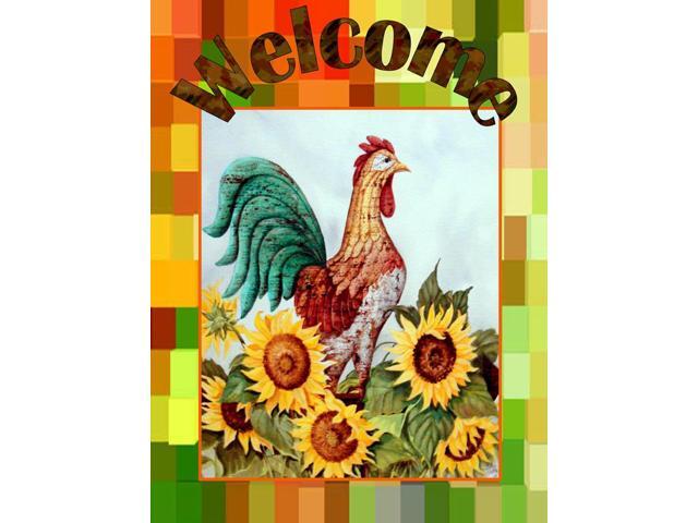Welcome Rooster Flag Garden Size PJC1056GF