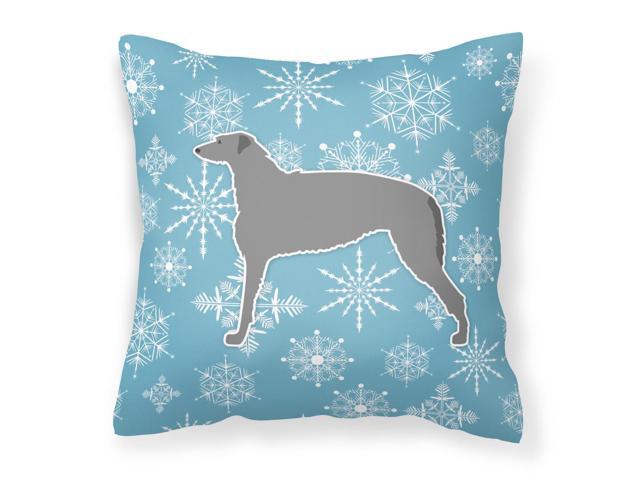 Winter Snowflake Scottish Deerhound Fabric Decorative Pillow BB3496PW1818
