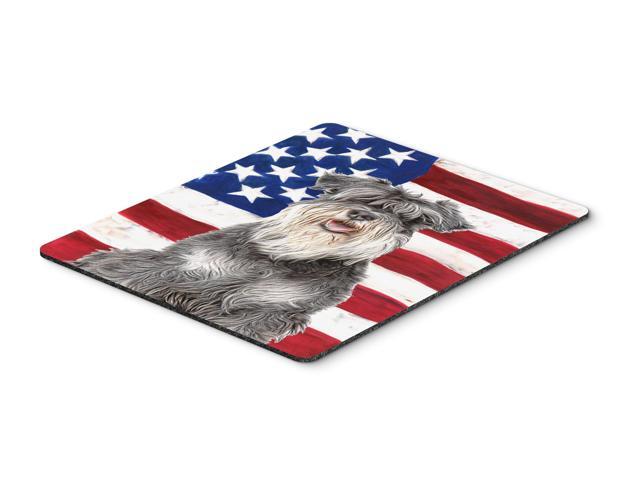 USA American Flag with Schnauzer Mouse Pad Hot Pad or Trivet KJ1157MP