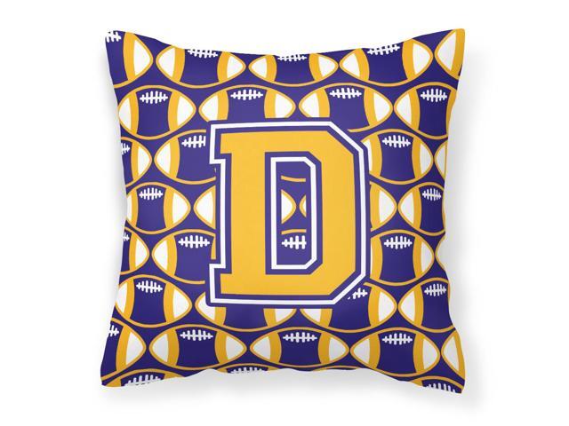 Letter D Football Purple and Gold Fabric Decorative Pillow CJ1064-DPW1414