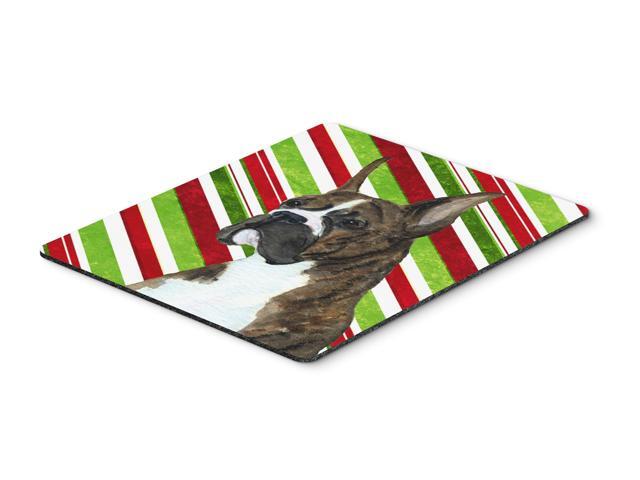 Boxer Candy Cane Holiday Christmas Mouse Pad Hot Pad or Trivet
