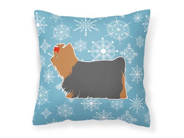 Winter Snowflake Yorkshire Terrier Yorkie Fabric Decorative Pillow BB3534PW1414
