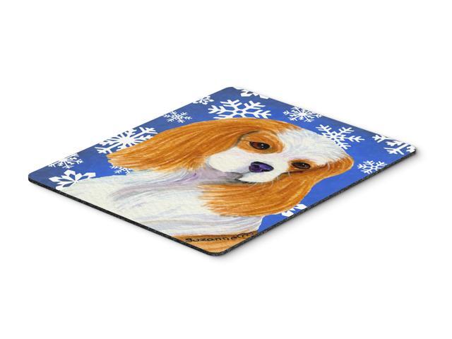 Cavalier Spaniel Winter Snowflakes Holiday Mouse Pad Hot Pad or Trivet