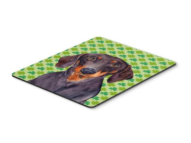 Dachshund St Patrick's Day Shamrock Portrait Mouse Pad Hot Pad or Trivet